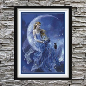Moon Fairy Full Coverage Cross Stitch Pattern PDF