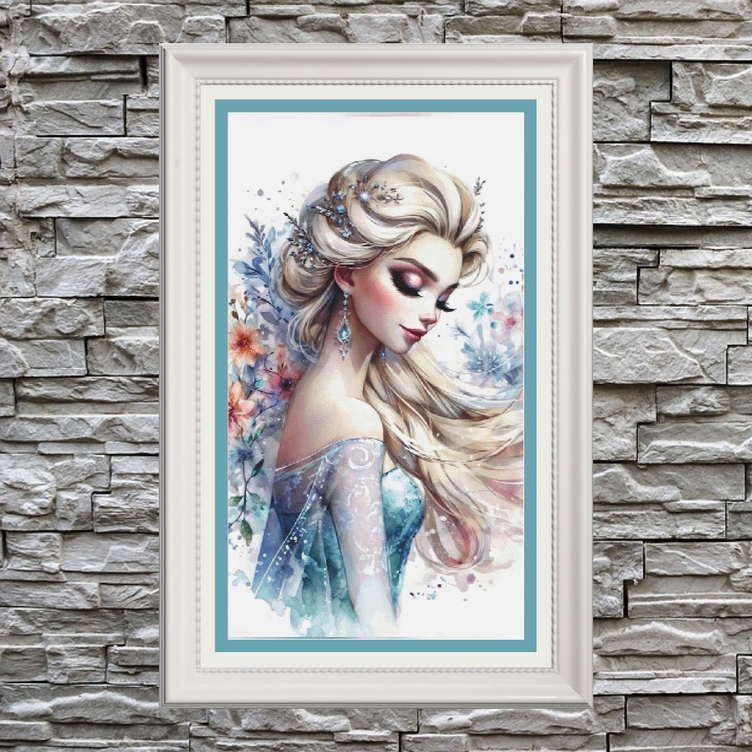 Watercolour Portrait of Elsa Full Coverage Cross Stitch Pattern PDF - Etsy