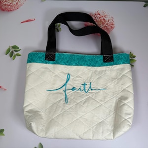 NEW! Faith Embroidered Bible or Book Bag Tote/book cover / devotional bag/gifts for mom