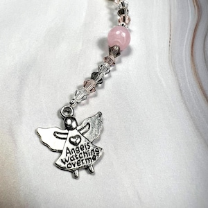 Pink Guardian Angel Beaded Scissor Fob, Scissor Jewelry, Zipper Pull