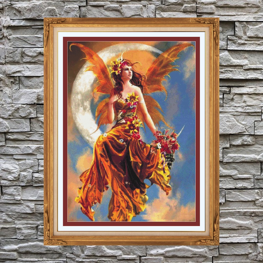 Autumn Moon Fairy Full Coverage Cross Stitch Pattern PDF - Etsy