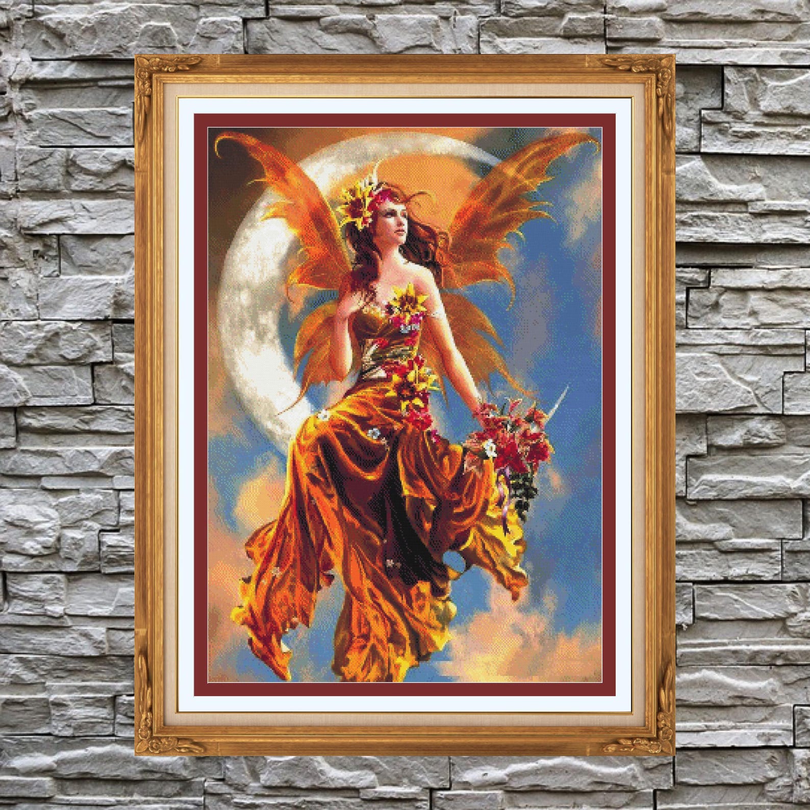 Autumn Moon Fairy Full Coverage Cross Stitch Pattern PDF - Etsy