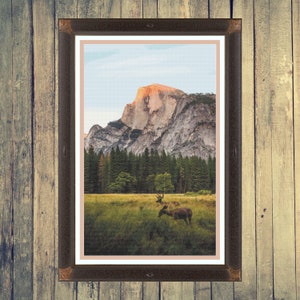 Deer in Yosemite National Park - Beautiful Wildlife Series Full Coverage Cross Stitch Pattern PDF