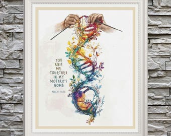 You Knit Me Together Full Coverage Cross Stitch Pattern PDF