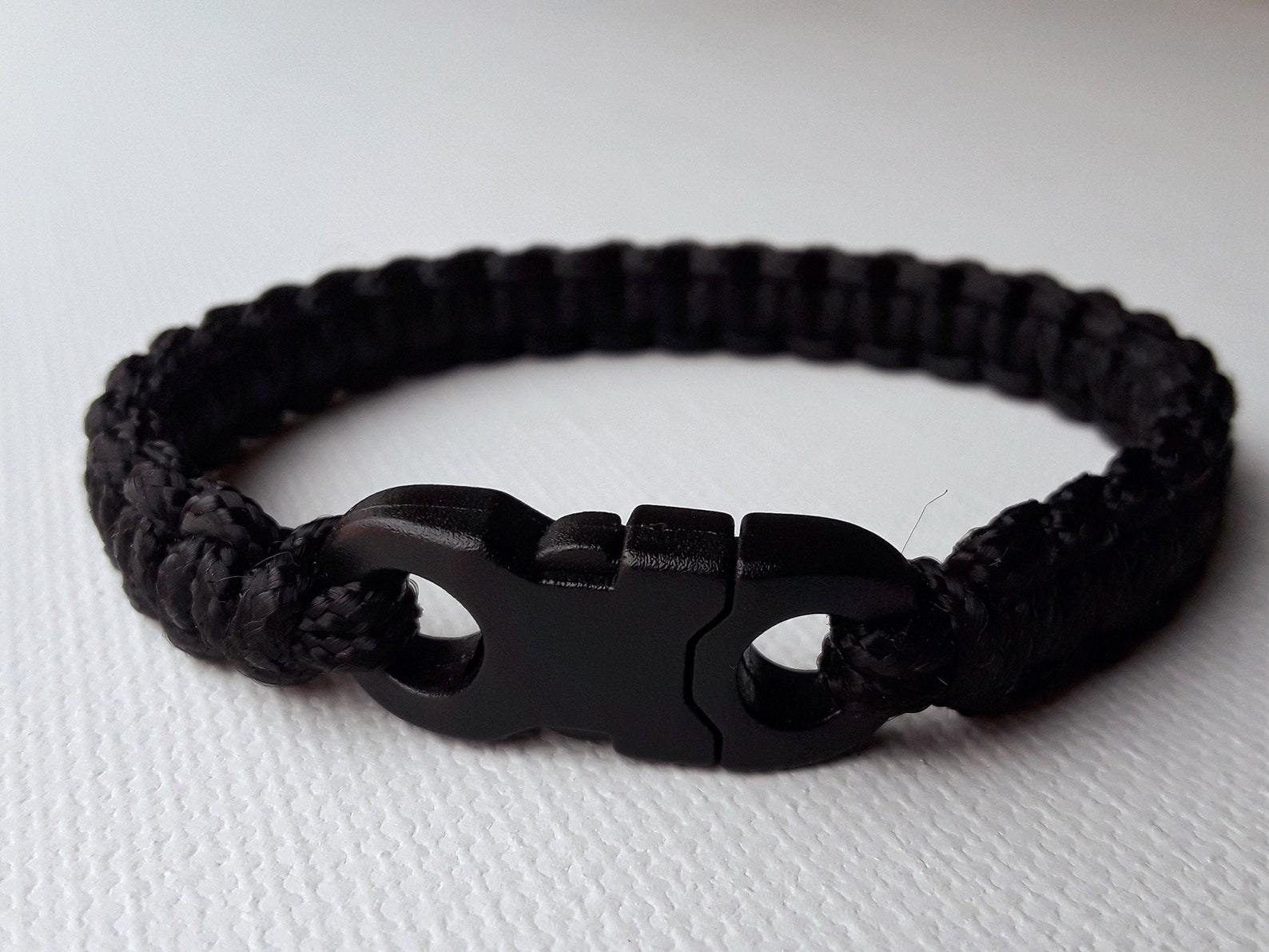 Black Cobra Knot Micro Paracord Bracelet Handmade Minimalist Etsy