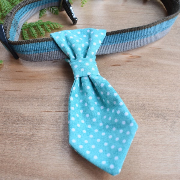 Blue polka dot dog tie, funny work from home accessory, quarantine dog gift, boy dog tie, easter or wedding dog tie, slip on collar dog tie