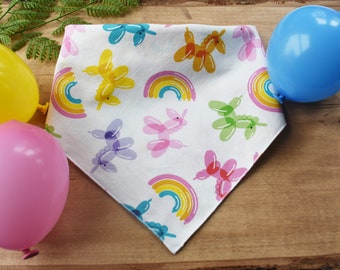 birthday balloons dog bandana, girl or boy birthday tie and snap dog bandana, birthday dog scarf, puppy party bandana