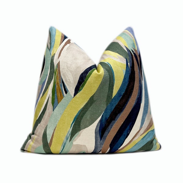 Sedona Green Linen Throw Pillow Cover | Multicolored Linen Decorative Pillowcase | 18x18| 20x20 | 22x22 | Shams | Lumbar Pillow | Bed Pillow