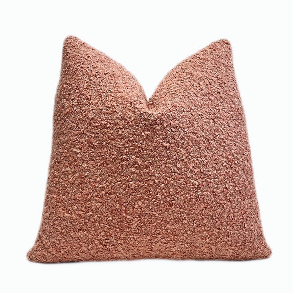 Raspberry Blush Boucle Throw Pillow Cover |  Boucle Decorative Pillow Cover | 18x18 | 20x20 | 22x22 | Lumbar | Shams | Sofa Pillow