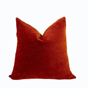 Orange Velvet Decorative Throw Pillow Cover, | Burnt Orange Toss Pillow Cover | Dark Orange Velvet Pillowcase | 20x20" | 22x22" | 14x20"