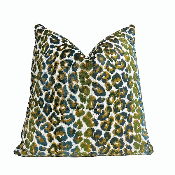 Rainforest Green Stripe Velvet Throw Pillow Cover | Multicolored  Animal Print Pillow Cover | 20x20 | 22x22 | 24x24 | Lumbar Pillow