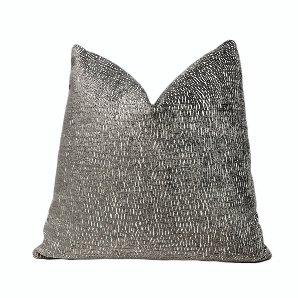 Smoky Gray and Cream Chenille Throw Pillow Cover | Gray Decorative Pillow Cover  | Couch Pillow | Bed Pillow |18x18" | 20x20" | 24x24"