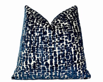 Navy Speckles Velvet Throw Pillow Cover | Blue Decorative Cushion Cover |  Custom Sizes