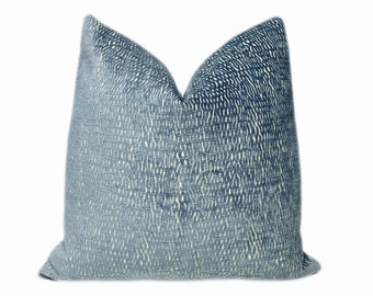 Cerulean Blue and Cream Chenille Throw Pillow Cover | Blue Decorative Pillow Cover  | Couch Pillow | Bed Pillow |18x18" | 20x20" | 24x24"