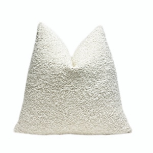 Off White Boucle Throw Pillow Cover | White Textured Decorative Pillow Cover | Custom Sizes