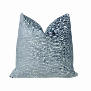 Cerulean Blue and Cream Chenille Throw Pillow Cover | Blue Decorative Pillow Cover  | Couch Pillow | Bed Pillow |18x18&quot; | 20x20&quot; | 24x24&quot;