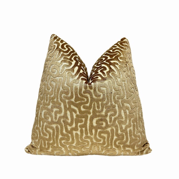 Camel Velvet Decorative Throw Pillow Cover | Golden Beige Throw Pillow Cover | 18x18 | 20x20 | 22x22 | Lumbar Pillow | Euro Shams