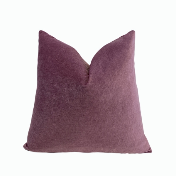 Mauve Purple Solid Velvet Throw Pillow Cover | Mauve Decorative Velvet Cover | Purple Cushion Cover | 18x18 | 20x20 | 22x22 | Euro Shams