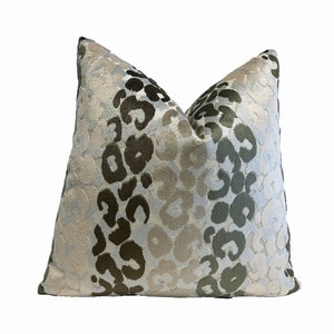 Stony Leopard Print Velvet Throw Pillow Cover | Gray Multicored Decorative Throw Pillow Cover | 20x20 | 22x22 | 24x24 | Lumbar Pillow
