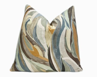Sedona Blue Linen Throw Pillow Cover | Multicolored Linen Decorative Pillow Case | 18x18| 20x20 | 22x22 | Shams | Lumbar Pillow | Bed Pillow