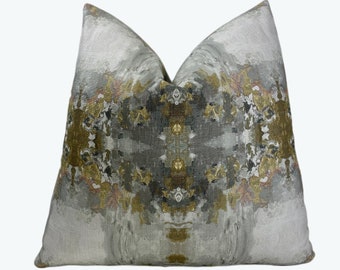 Gray and Dark Gold Abstract Throw Pillow Cover | Gray Gold kaleidoscope Decorative Pillow Cover | 18x18| 20x20 | 22x22 |  Shams