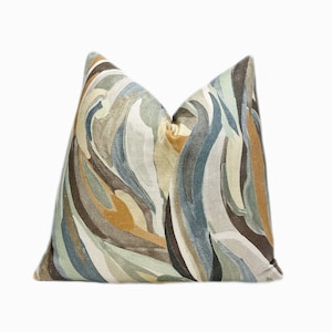 Sedona Blue Linen Throw Pillow Cover | Multicolored Linen Decorative Pillow Case | 18x18| 20x20 | 22x22 | Shams | Lumbar Pillow | Bed Pillow