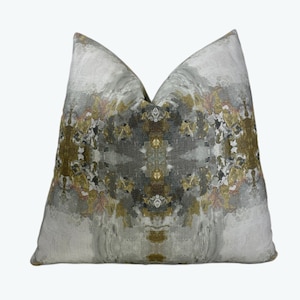 Gray and Dark Gold Abstract Throw Pillow Cover | Gray Gold kaleidoscope Decorative Pillow Cover | 18x18| 20x20 | 22x22 |  Shams
