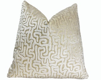 Pearl White and Cream Velvet Throw Pillow Cover | Cream Velvet Decorative Pillowcase | 18x18 | 20x20 | 22x22 | Lumbar Pillow | Euro Shams