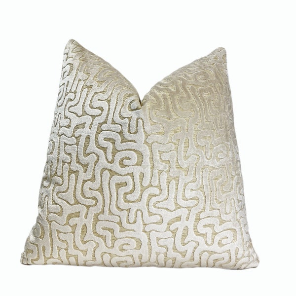 Pearl White and Cream Velvet Throw Pillow Cover | Cream Velvet Decorative Pillowcase | 18x18 | 20x20 | 22x22 | Lumbar Pillow | Euro Shams