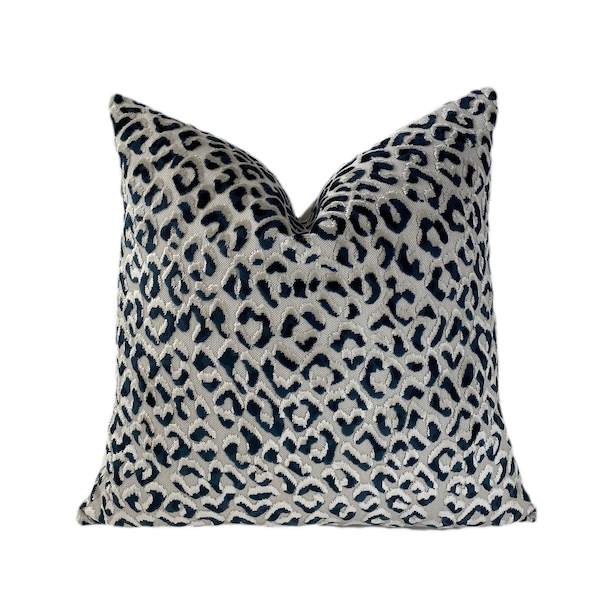 Blue Leopard Pillow Etsy