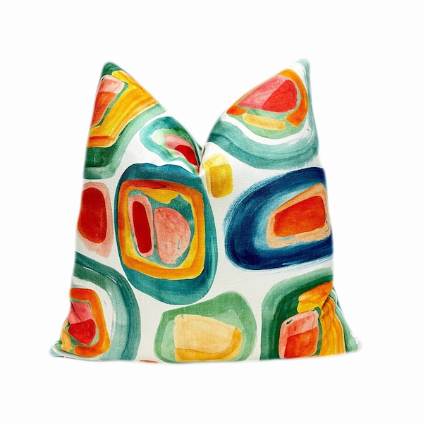 Colorful Mid Century Modern Throw Pillow Cover | Abstract Mid Century Modern Pillow Case | 18x18 | 20x20 | 22x22 | Lumbar | Couch Pillow