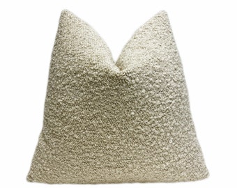 Sand Beige Boucle Throw Pillow Cover | Beige Textured Custom Size Cushion Cover
