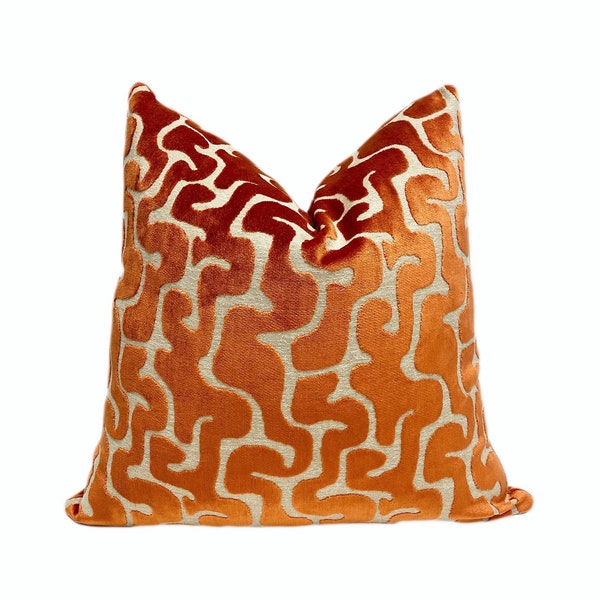 Orange Velvet Throw Pillow Cover |  Orange Designer Pillow Cover |  orange Pillow Case | 18x18 Pillow Cover | 20x20" | 22x22" | Fall Decor