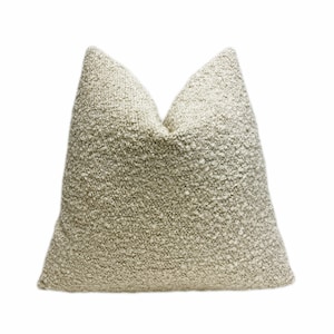 Sand Beige Boucle Throw Pillow Cover | Beige Boucle Decorative Pillow Cover | 18x18 | 20x20 | 22x22 | Lumbar Pillow | Shams | Sofa Pillow