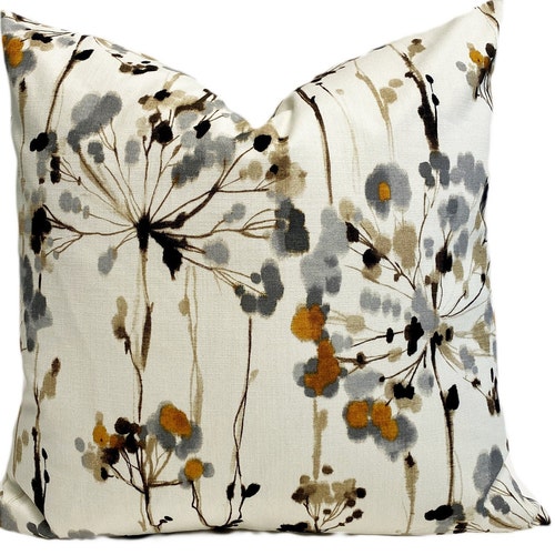 Gray and Gold Modern Floral Throw Pillow Cover Gray Gold Etsy