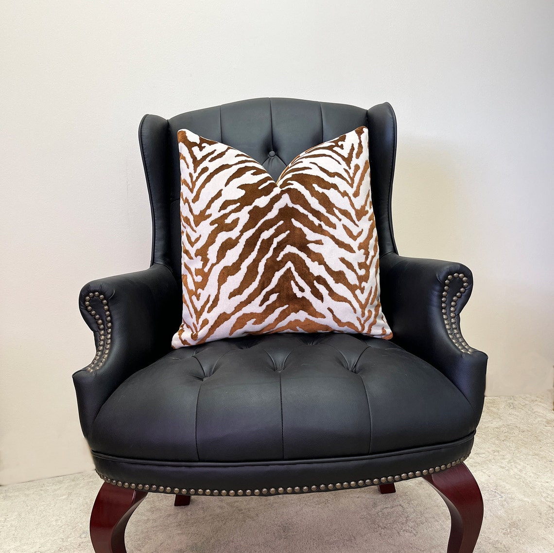 Ginger Zebra Animal Print Throw Pillow Cover Brown Cream Etsy