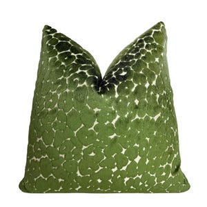 Emerald Green Leopard Velvet Throw Pillow Cover | Dark Green Animal Print Cushion Cover