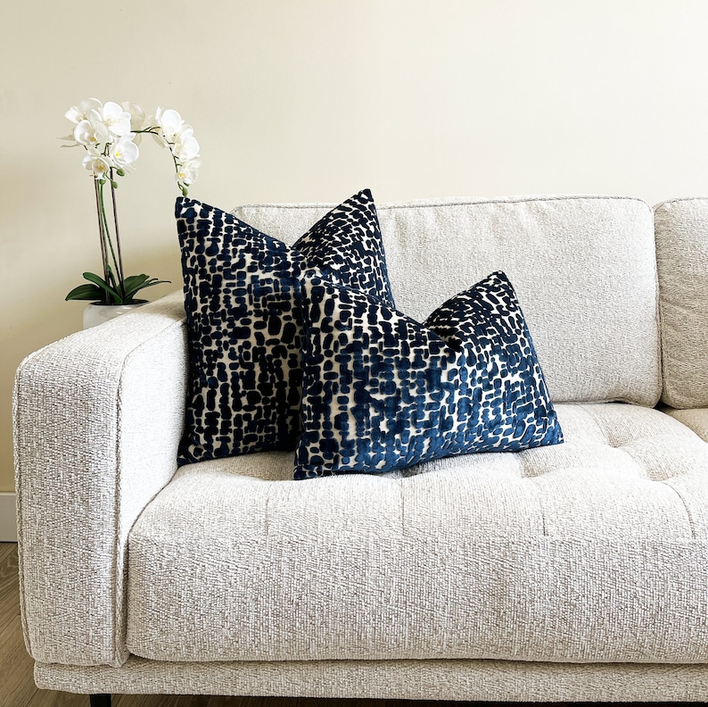 Navy Speckles and Gold Velvet Throw Pillow Cover Navy Velvet Etsy