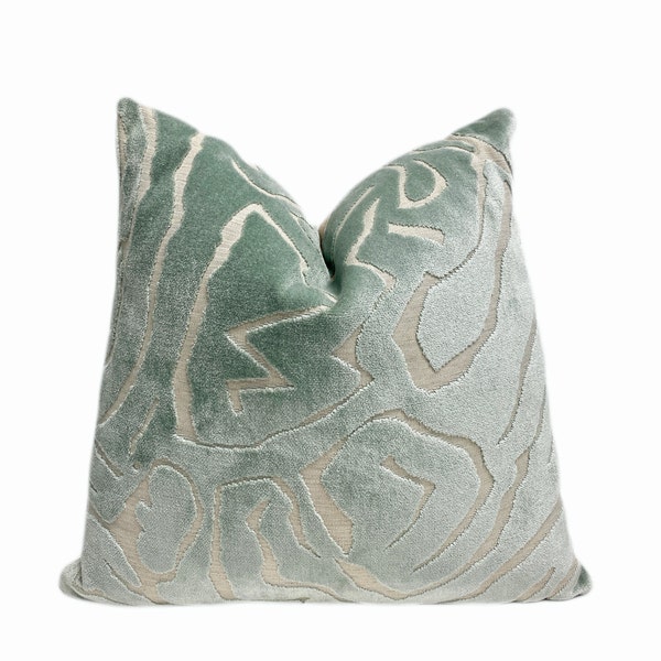 Sage Green Pillow Cover, Velvet Pillow Cover, Velvet Print Throw Pillow, 18x18, 20x20