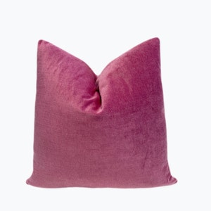 Berry Pink Velvet Throw Pillow Cover | Hot Pink Solid Pillowcase | Custom Sizes