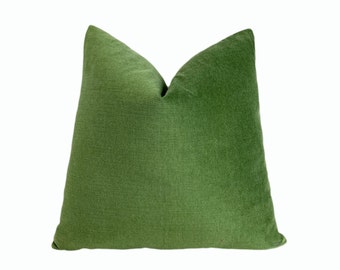 Moss Green Decorative Throw Pillow Cover | Green Velvet Cushion | Solid Green Velvet Pillow | Euro Shams  Lumbar Pillow | 20x20, 22x22