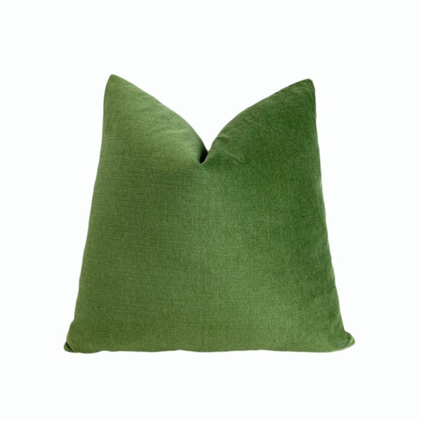 Moss Green Decorative Throw Pillow Cover | Green Velvet Cushion | Solid Green Velvet Pillow | Euro Shams  Lumbar Pillow | 20x20, 22x22