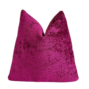 Magenta Chenille Throw Pillow Cover | Pink Decorative Cushion Cover | Custom Sizes
