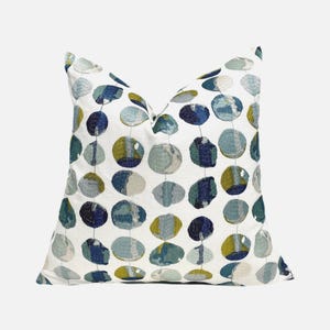 Blue White Embroidered Throw Pillow Cover | Blue Confetti Cushion Cover