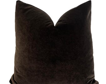 Brown Solid Velvet Throw Pillow Cover | Brown Decorative Cushion Cover