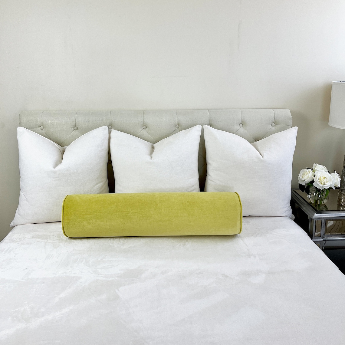 Solid Velvet Bolster Pillow With Piping and a Dacronwrapped Etsy