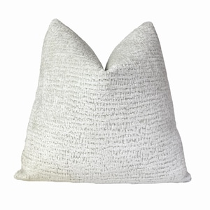 White Vanilla Chenille Throw Pillow Cover | White Textured Decorative Cushion Cover