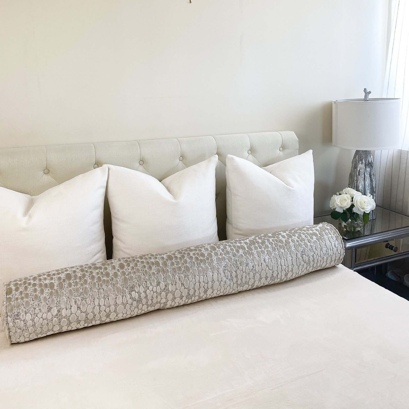 Extra Long Velvet Bolster Pillow With Piping and a Etsy