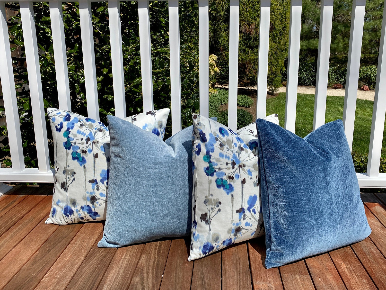 Coastal Blue Solid Velvet Pillow Cover Blue Velvet Toss Etsy