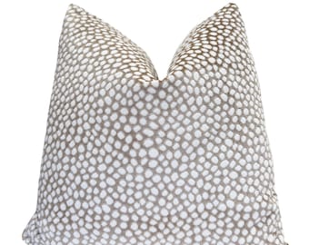 Tan and Cream Pebble Velvet Throw Pillow Cover | Taupe Dot Pillow Cover | Custom Sizes